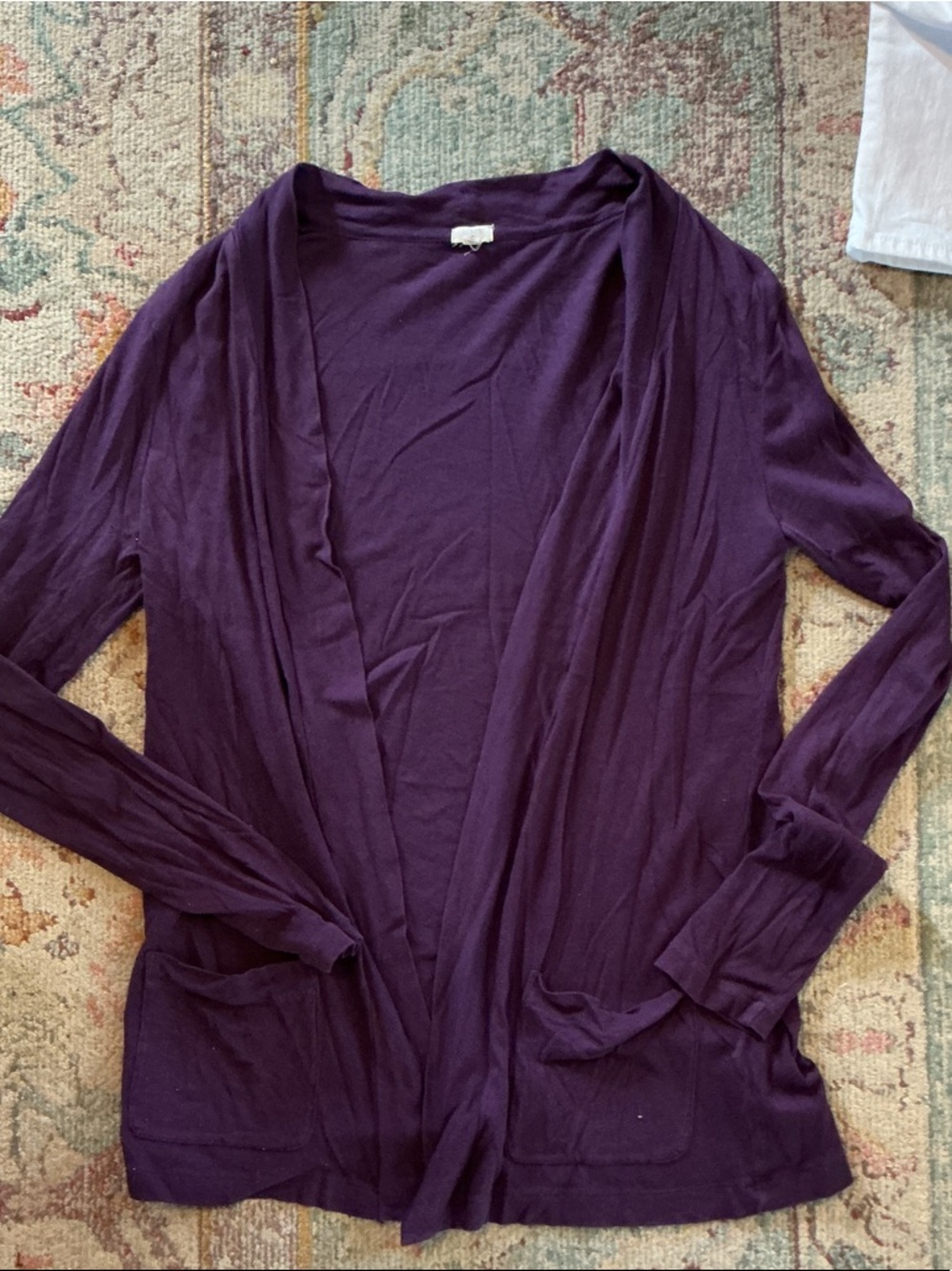 J. Crew Factory Deep Purple Open-Front Cardigan